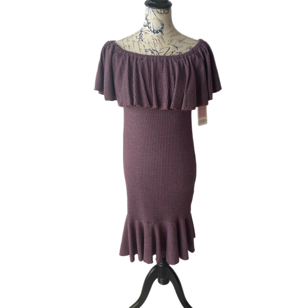 NWT LuLaRoe Lavender Cici Dress Wear On or Off Shoulder Knee Length